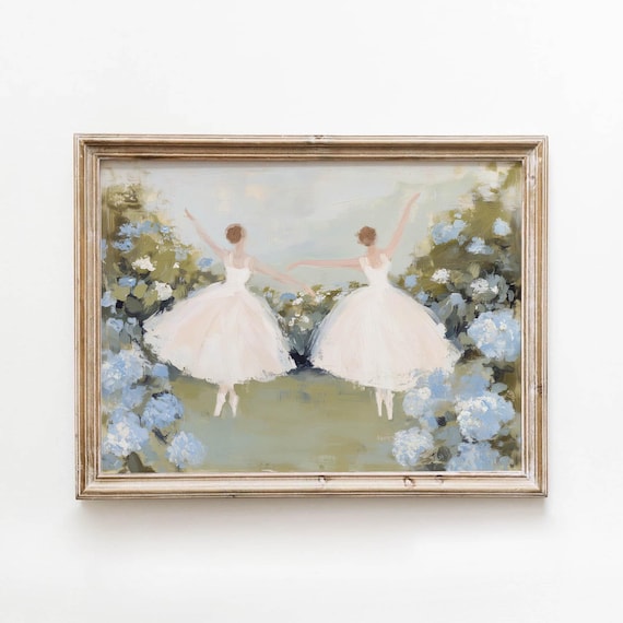 Ballerinas Hydrangea Garden Dance Pink Tutus Romantic Shabby Chic Poster