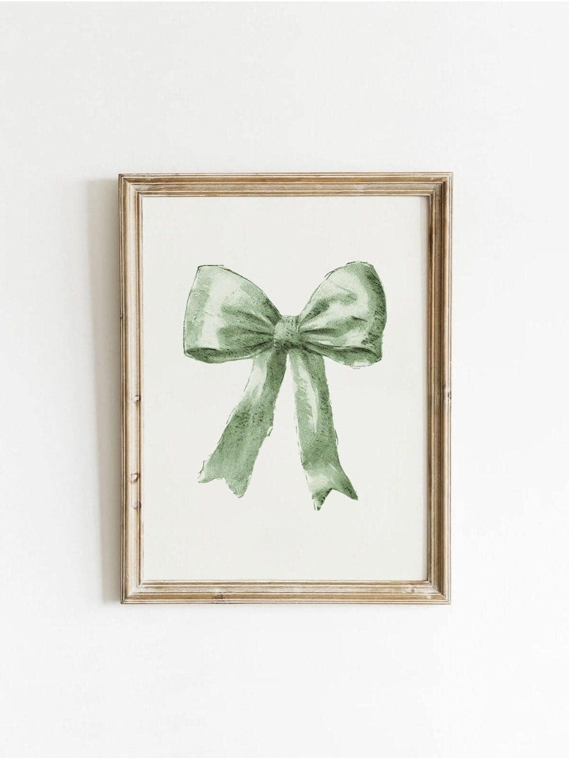 Sage Green Bow Preppy Wall Art Coquette Room Decor Print Nursery Vintage 0001ev