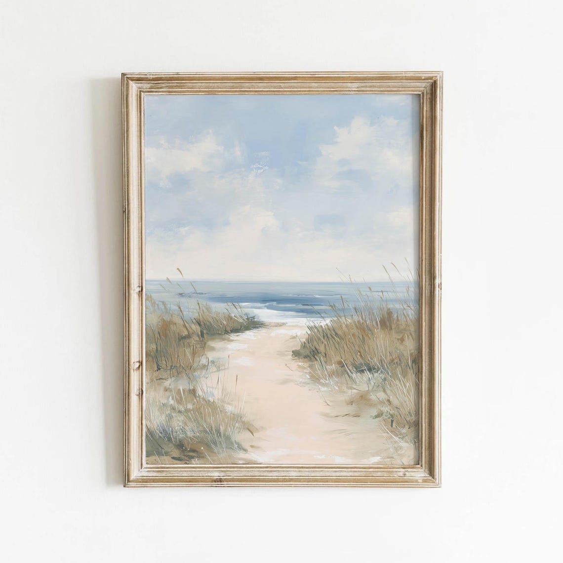 Coastal Dune Path Through Sea Grass Muted Soft Sandy Beach Poster
