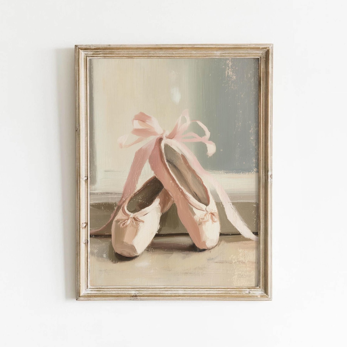 Pink Ballet Pointe Shoes Satin Ribbon Oil Painting Ballerina Poster