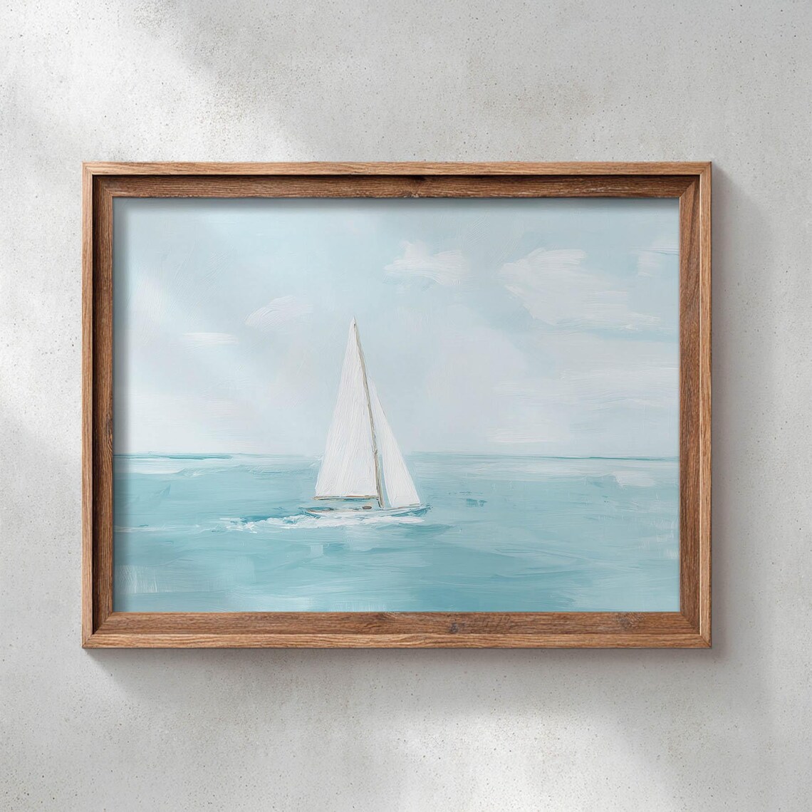 White Sailboat On Open Water, Minimalist Poster