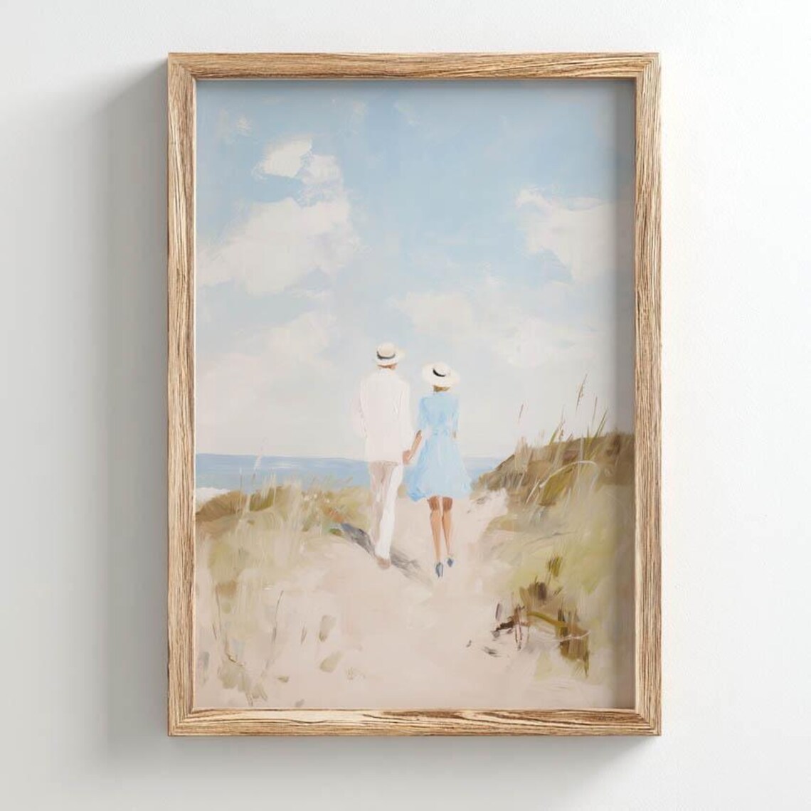Couple Walking On Sandy Beach Path Poster Print