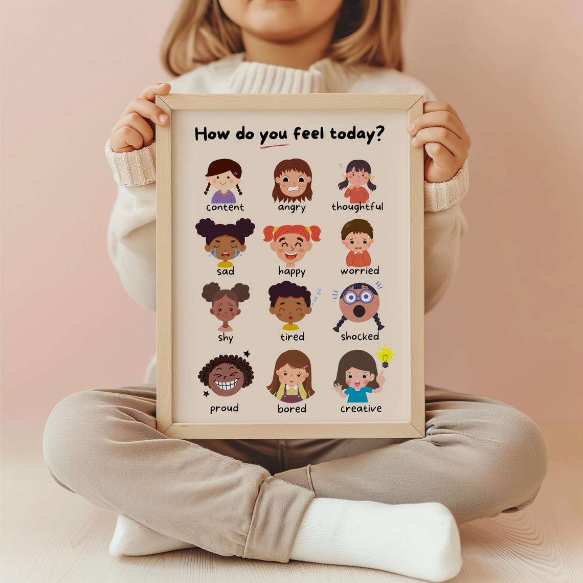 How Do You Feel Today Kids Emotions Faces Poster Feelings Learning Art