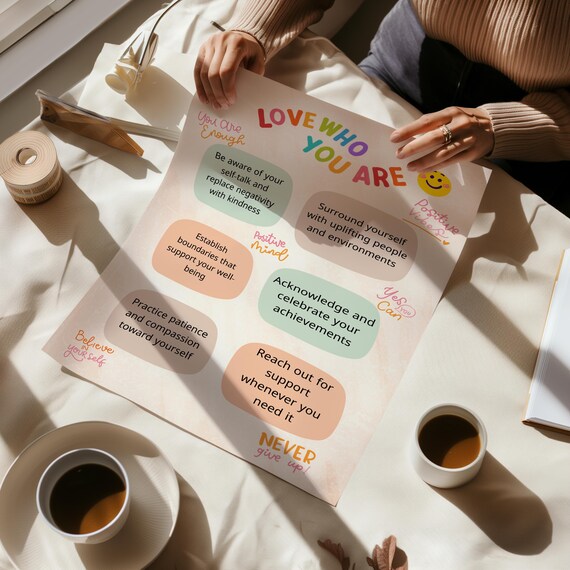 Love Who You Are Self Love Poster Pastel Affirmations Never Give Up
