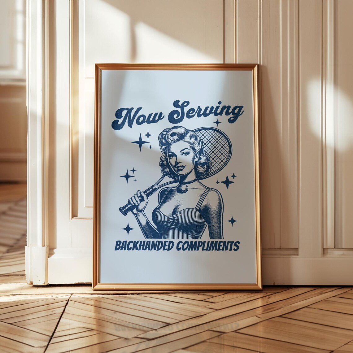 Now Serving Backhanded Compliments Retro Tennis Girl Quote Poster - Image 3