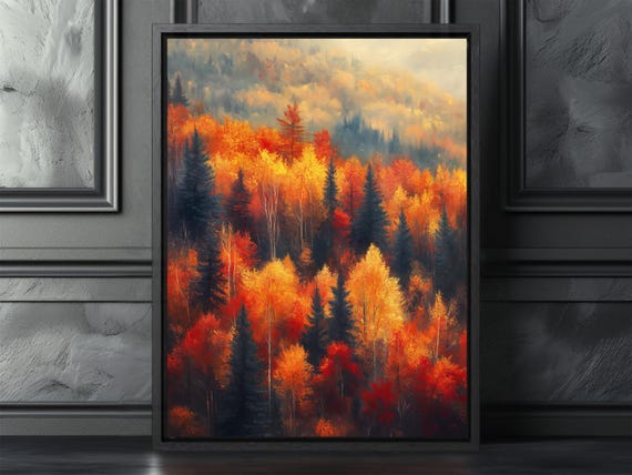 Moody Autumn Forest Print Enchanted Fall Landscape Wall Art