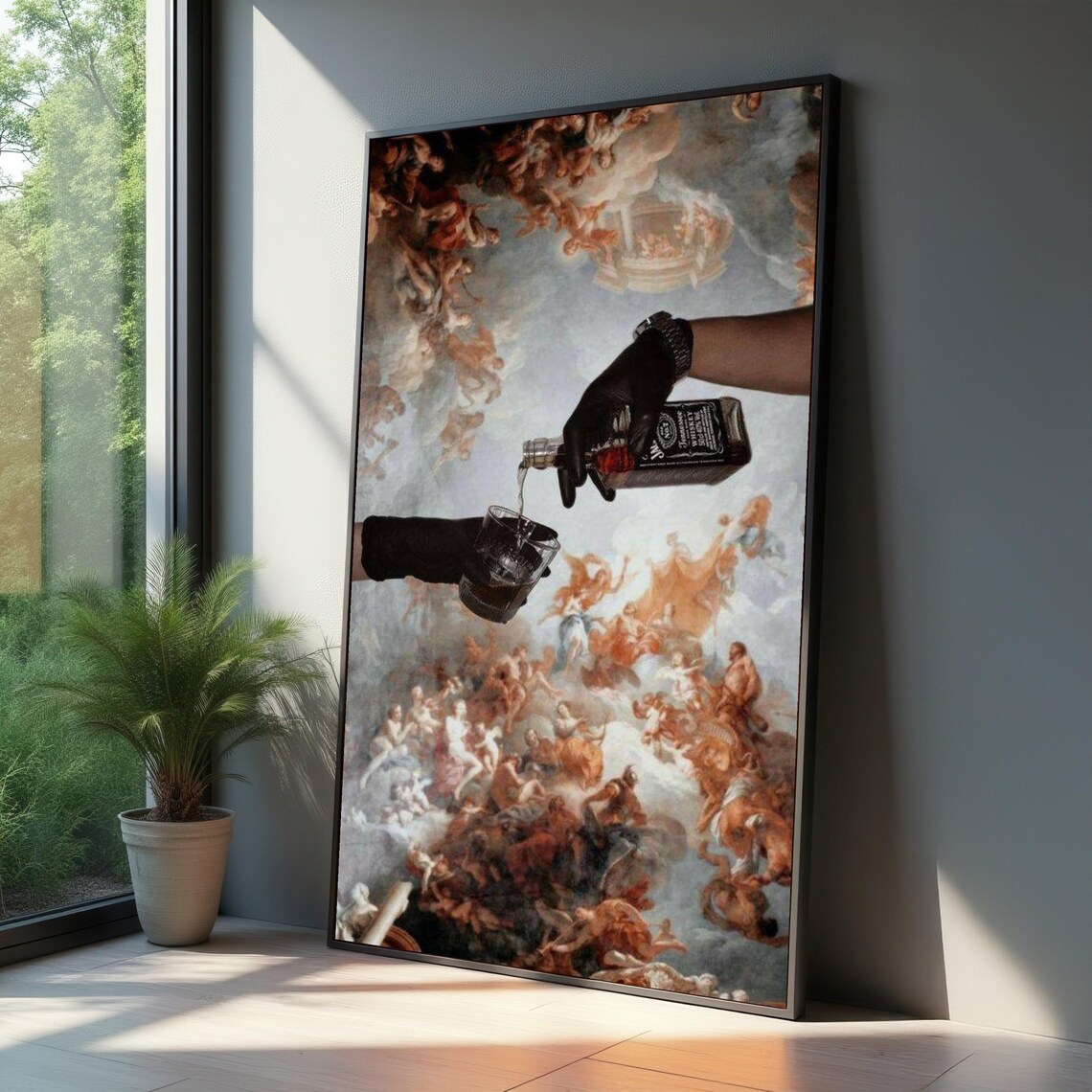 Whiskey Pouring Art Print, Modern Baroque Surreal