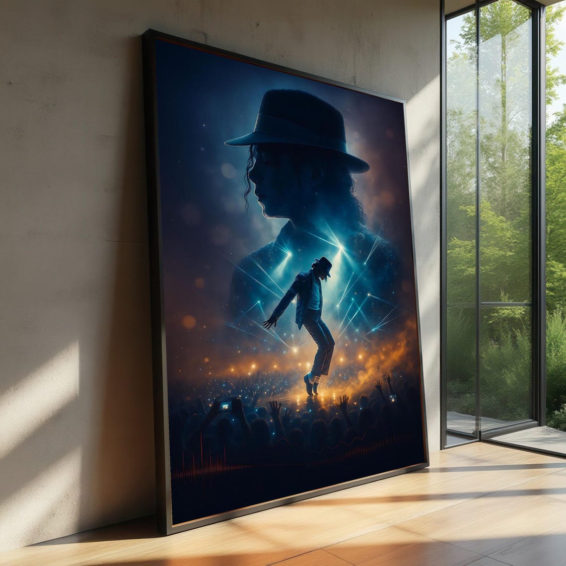 Michael Jackson Dance Silhouette Stage Lights Music Tribute Poster