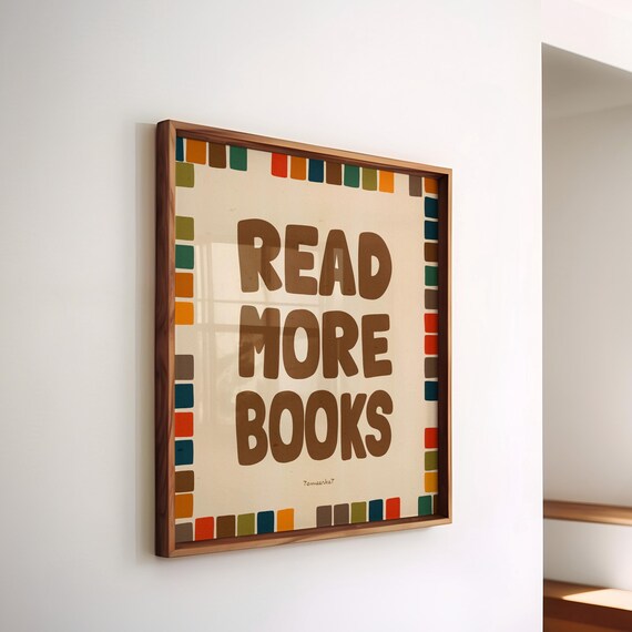 Read More Books, Retro Library Decor Poster