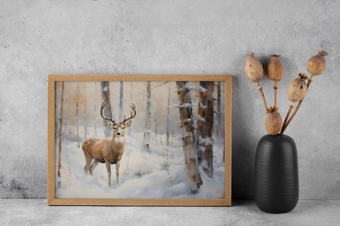 Silent Sentinel Of The Snow, Vintage Art Print - Image 2