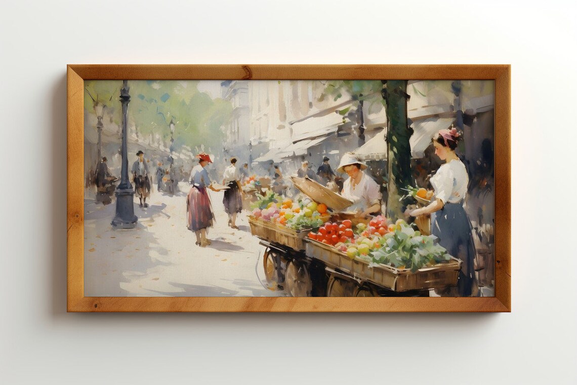 Bustling Market Morning Light, Paris Streets - Image 4