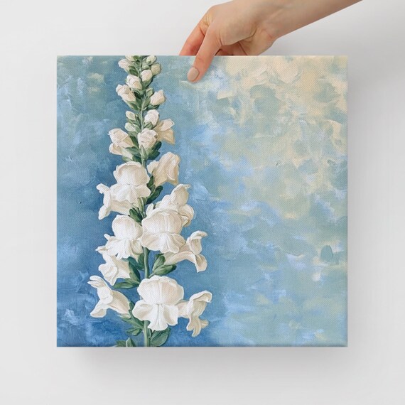 Snapdragon Flower Print Large Painting Print Flower Wall Art Nature Art White Snapdragon Art Peaceful Wall Art