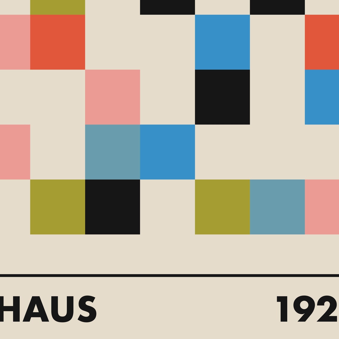 Bauhaus 1923 Scattered Color Squares Geometric Midcentury Art Poster - Image 3