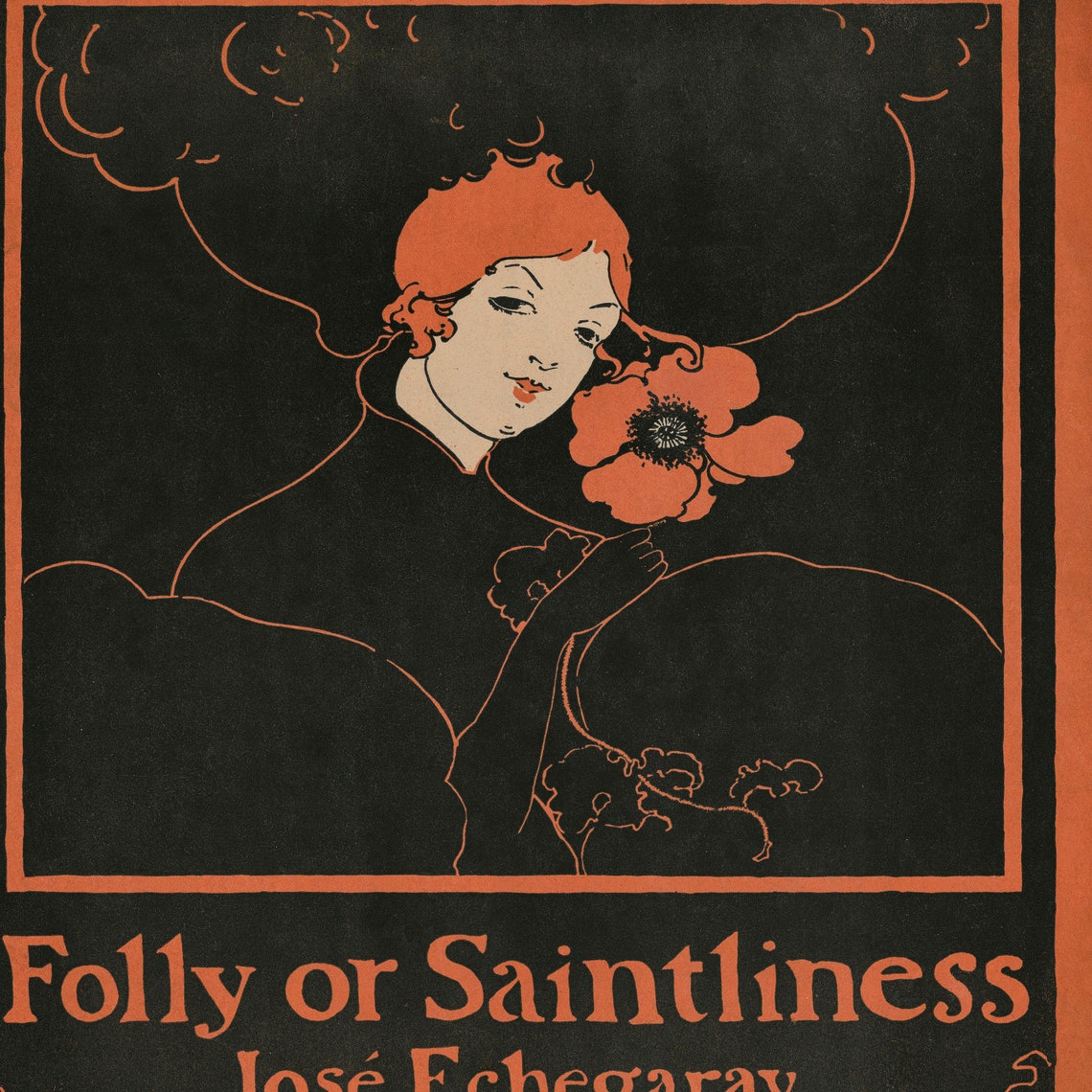 Folly or Saintliness Ethel Reed 1895 Vintage Playbill Art Poster - Image 2
