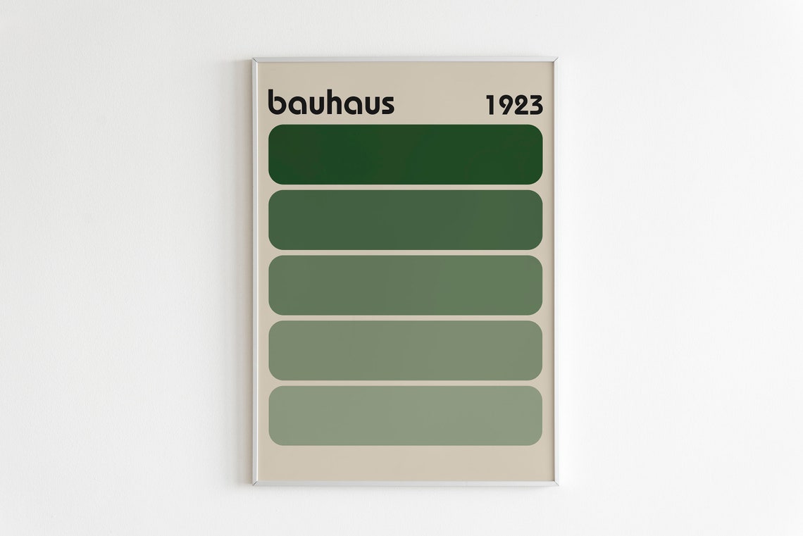 Bauhaus 1923 Green Gradient Bars Minimalist Abstract Art Poster