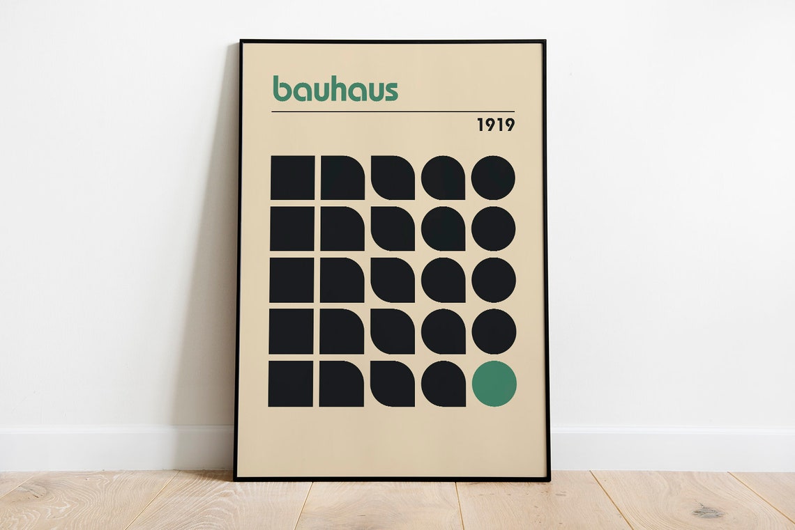 Bauhaus 1919 Geometric Grid Mid Century Modern Minimalist Art Poster - Image 4