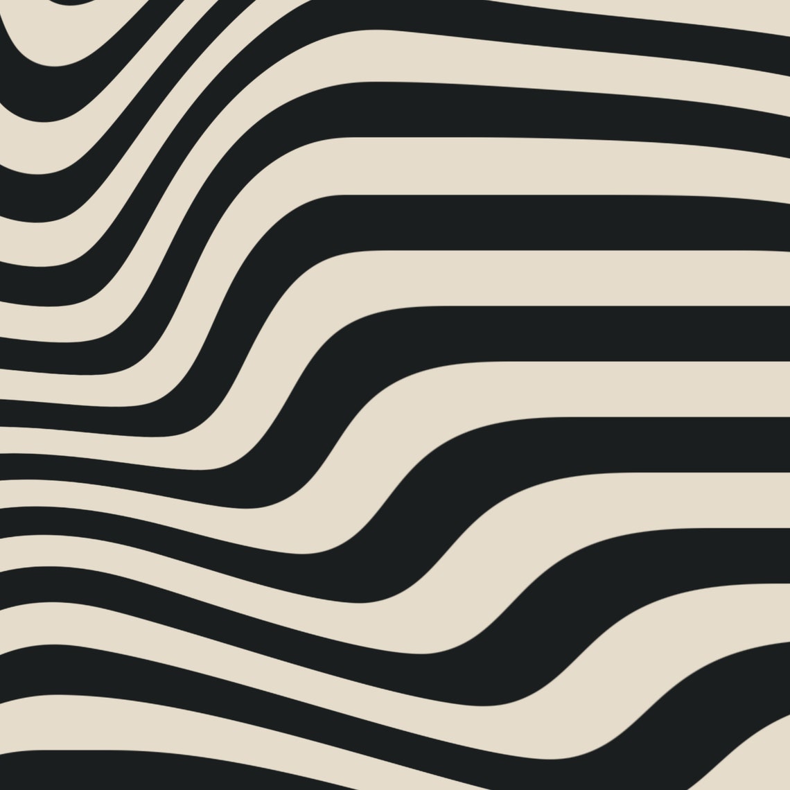 Le Cubisme Seattle Black Cream Op Art Wavy Lines Pattern Poster - Image 2