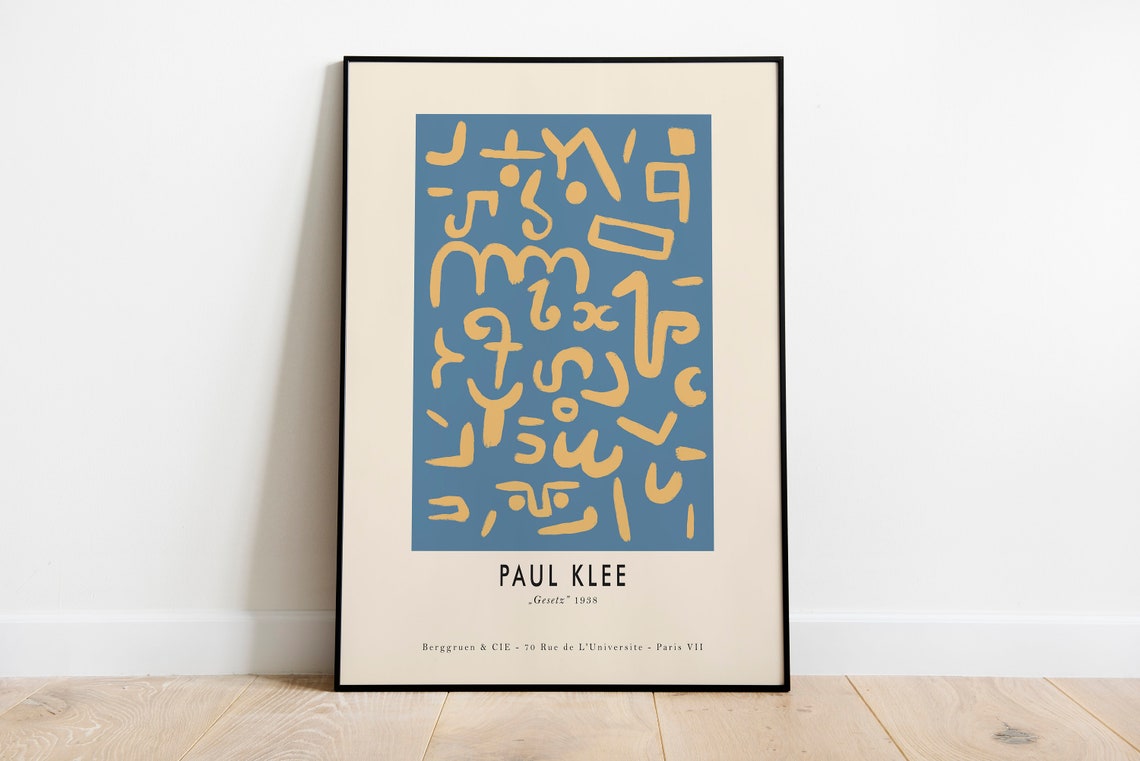 Paul Klee Gesetz 1938 Hieroglyph Marks Blue Gold Exhibition Poster - Image 2