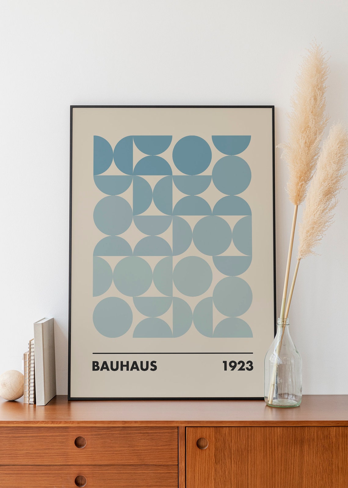 Bauhaus 1923 Blue Geometric Circles Mid Century Abstract Poster - Image 3