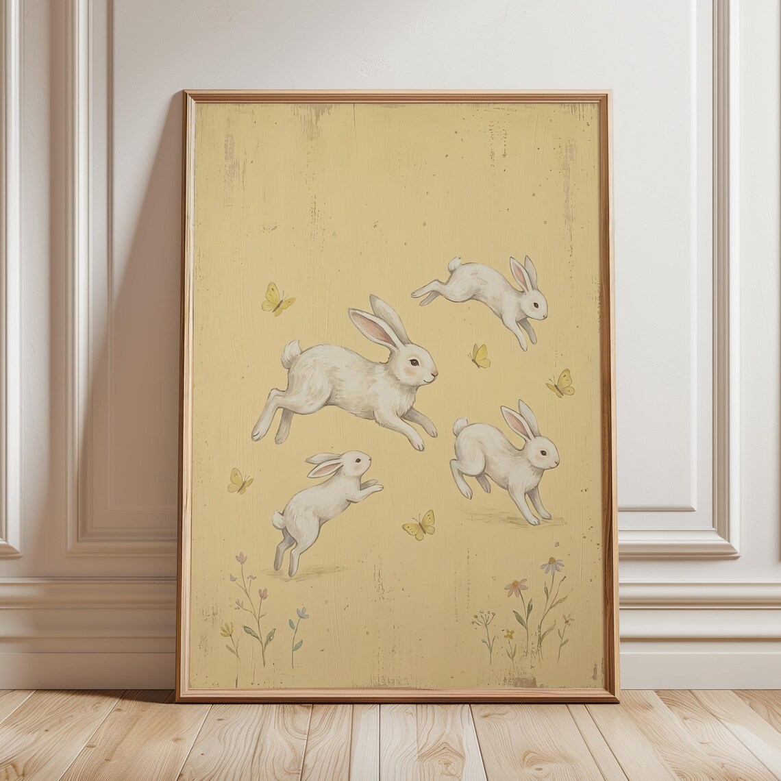 Vintage Bunny Art Print, Whimsical Rabbit Nursery Decor