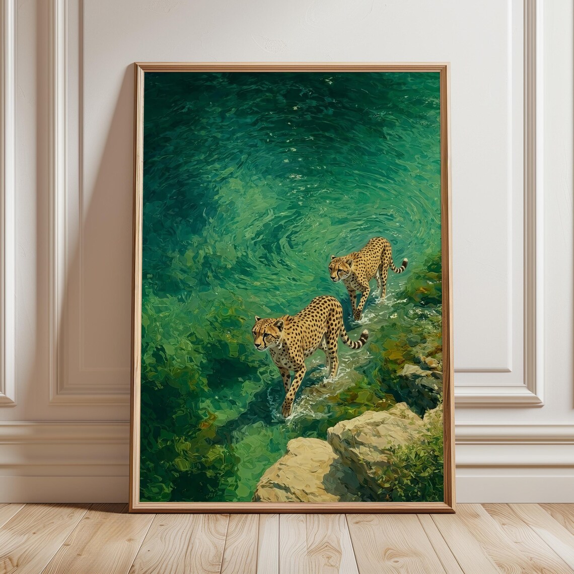 Cheetah Ocean Vintage Safari Wildlife Art Print