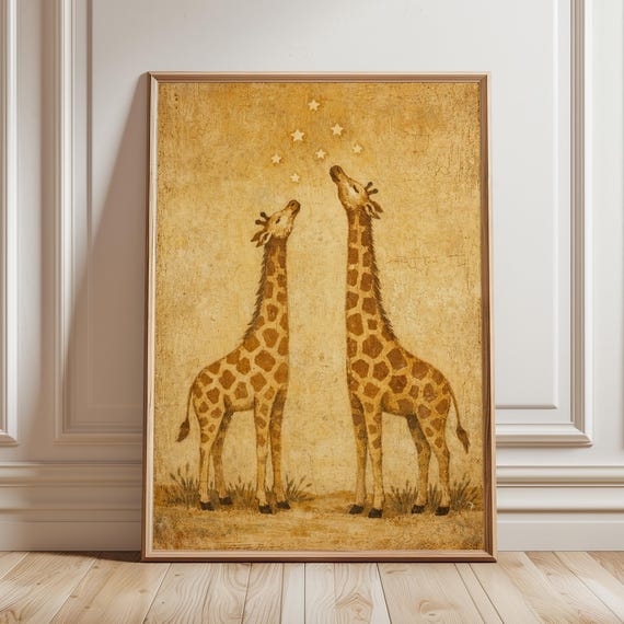 Giraffe Nursery Art Print Safari Animal Baby Room Decor Neutral Jungle Kids Poster Boho Gender Artwork Digital Download