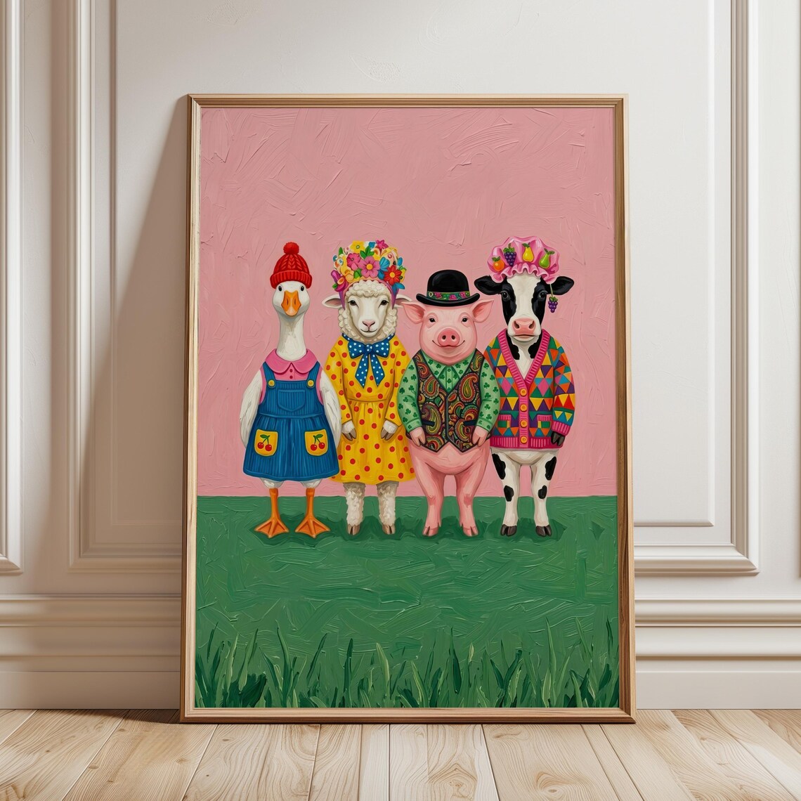 Funny Colorful Farm Animal Nursery Art Print