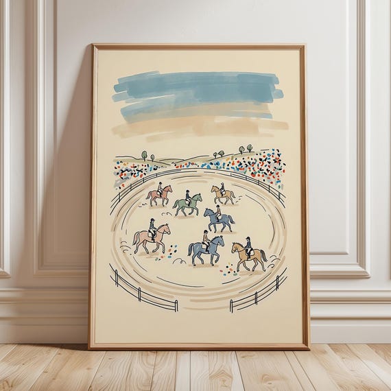 Equestrian Nursery Printable Colorful Pony Poster Horse Decor Whimsical Kids Room Wall Art Cowgirl Baby Gift Digital Download
