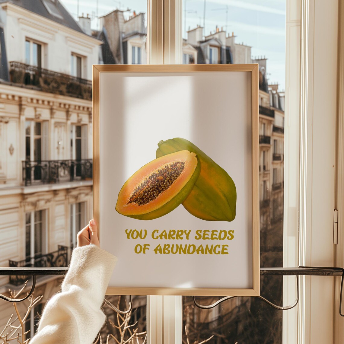 Papaya Fruit Art Print, Tropical Kitchen Decor - Image 2