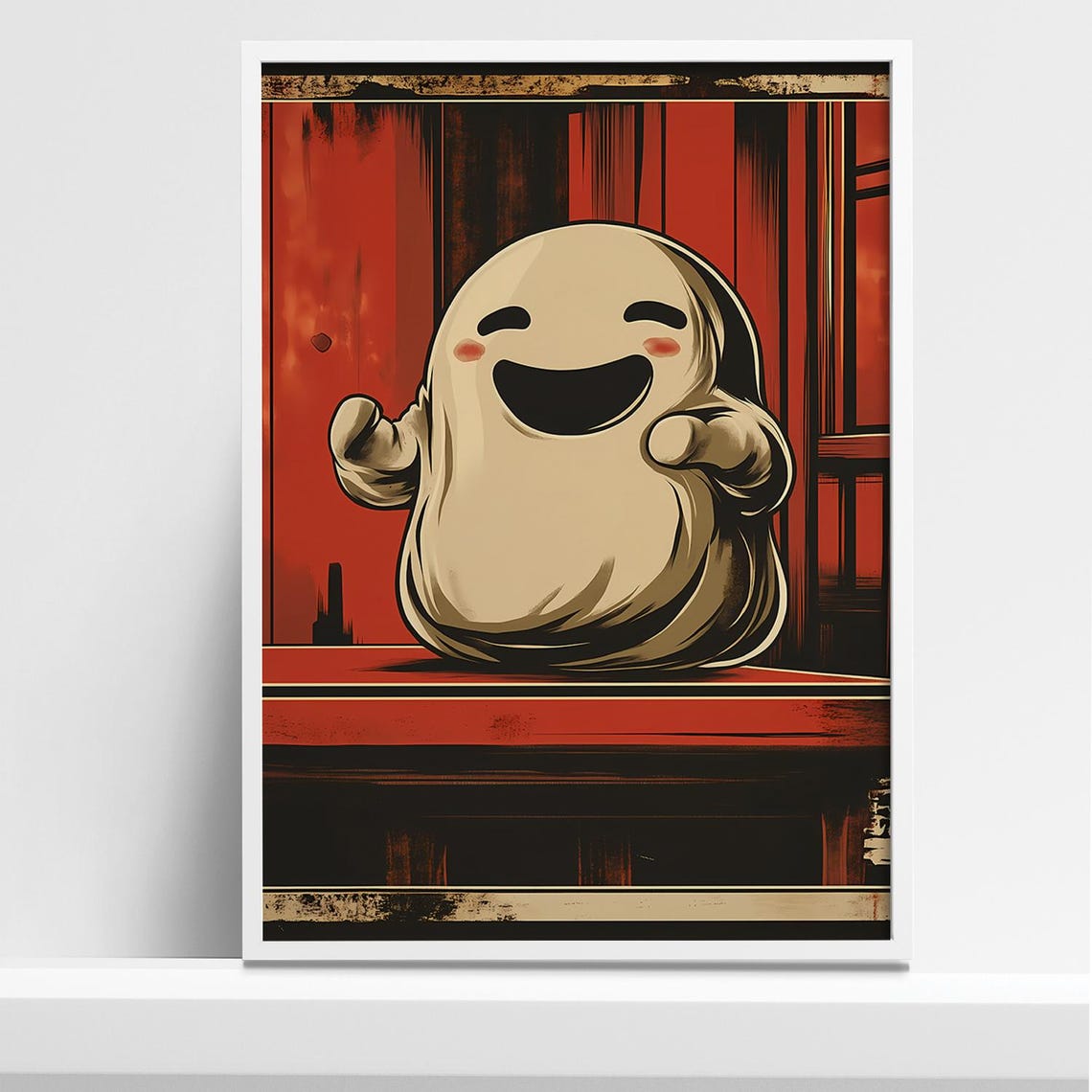 Cute Ghost Art Print With Vintage Charm