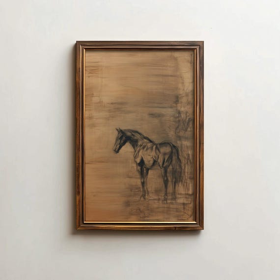 Minimalist Horse Art Print Modern Western Poster Digital Download