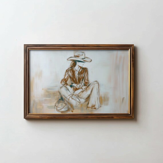 Modern Cowgirl Art Print Western Style Decor Digital Download