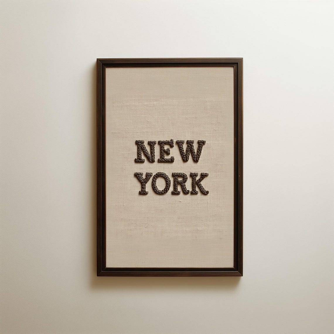 Textured New York Rope Lettered Typography Linen Canvas Wall Art