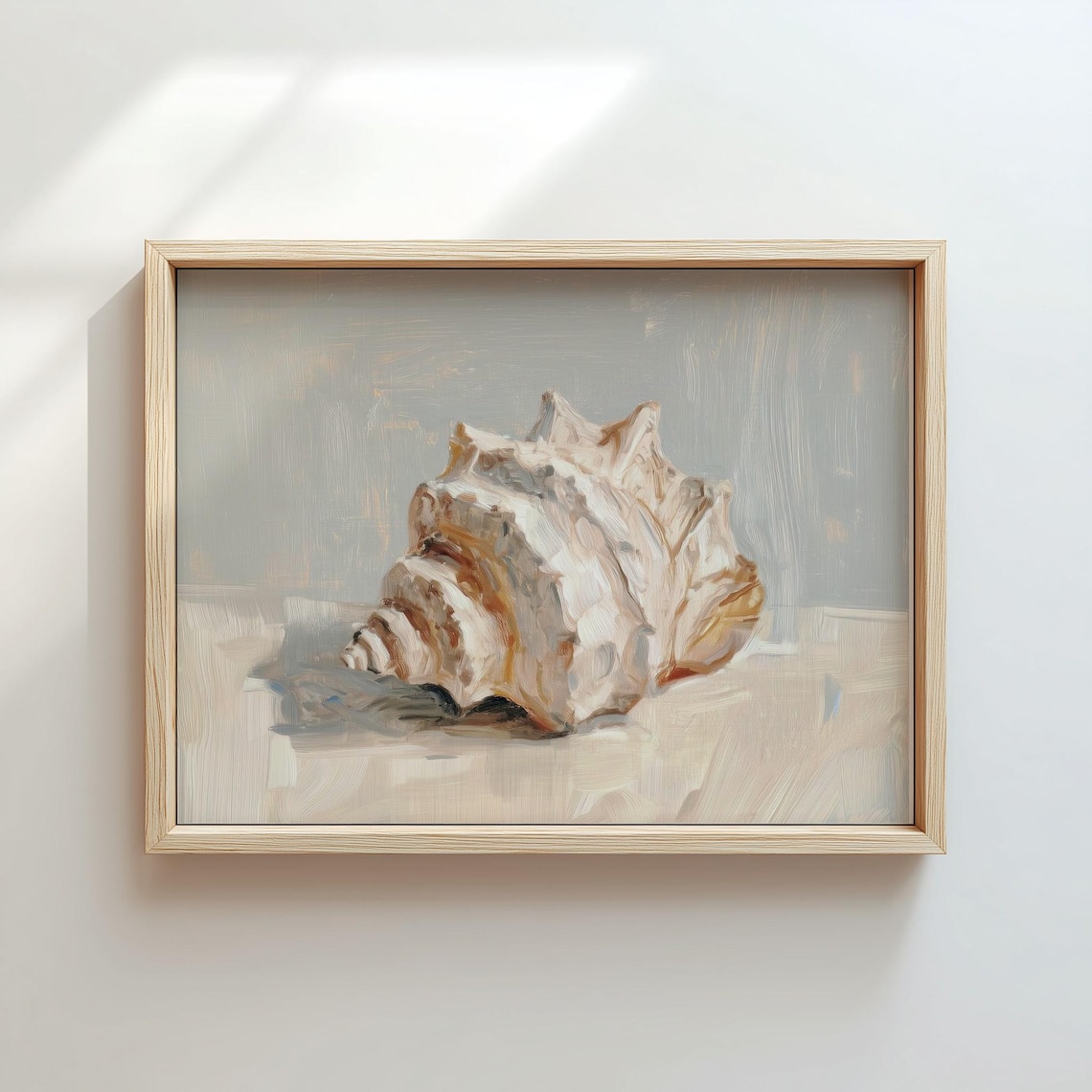 Seashell Still Life Oil Painting Neutral Coastal Beach Art Poster
