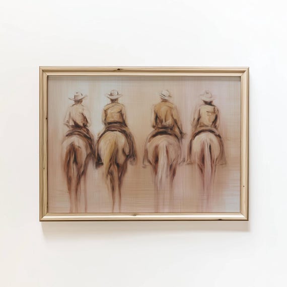 Cowboy Horse Art Print, Western Style Decor
