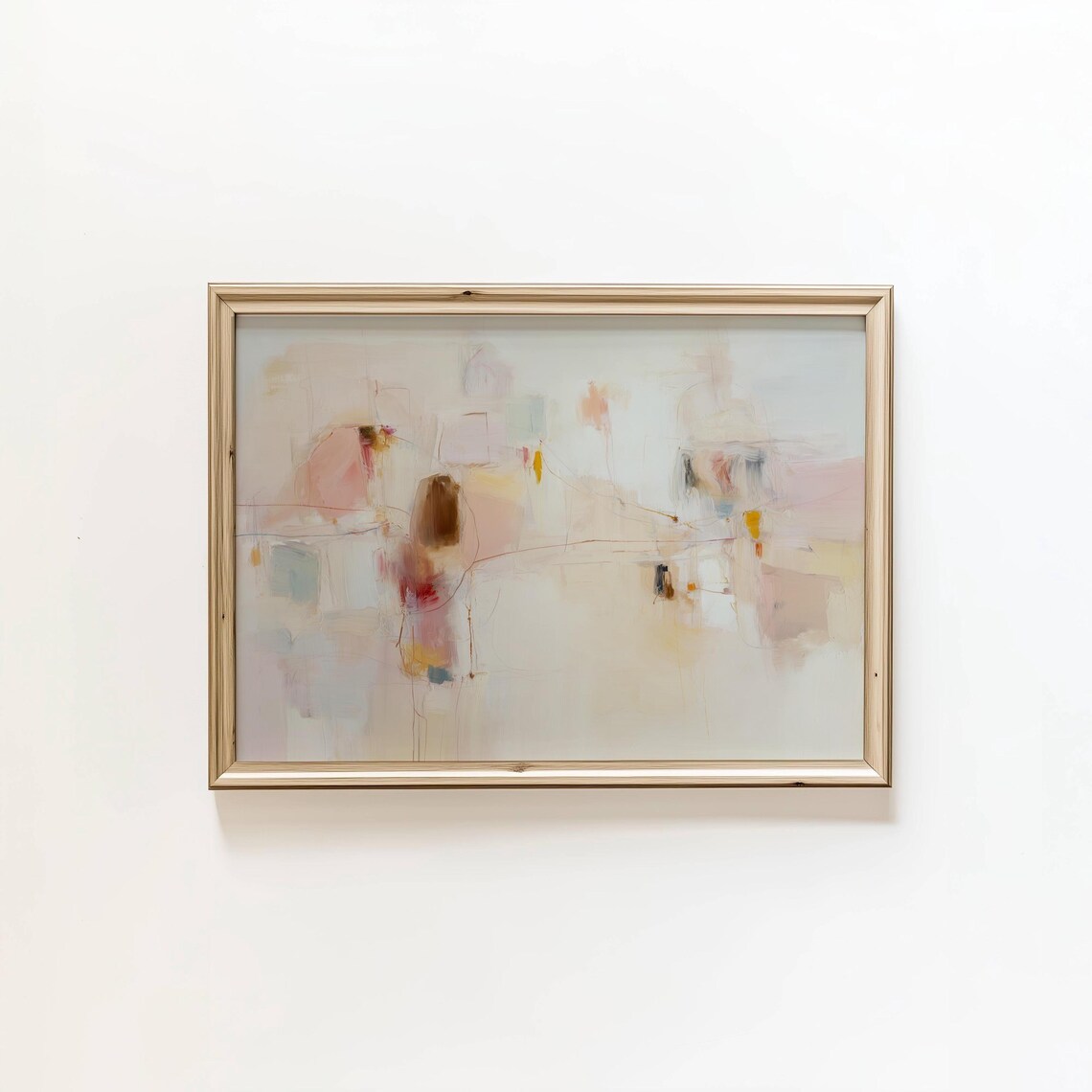 Soft Pastel Abstract Oil Painting Dreamy Blush Cream Modern Poster