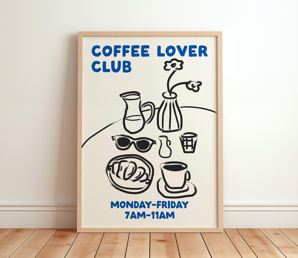 Coffee Lover Club Retro Kitchen Art Print