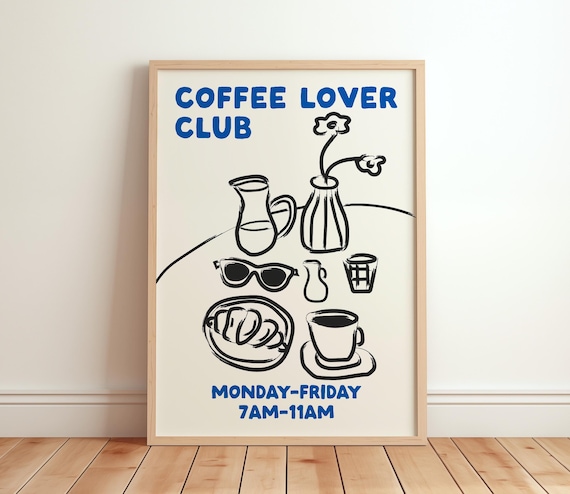 Coffee Lover Club Retro Kitchen Art Print