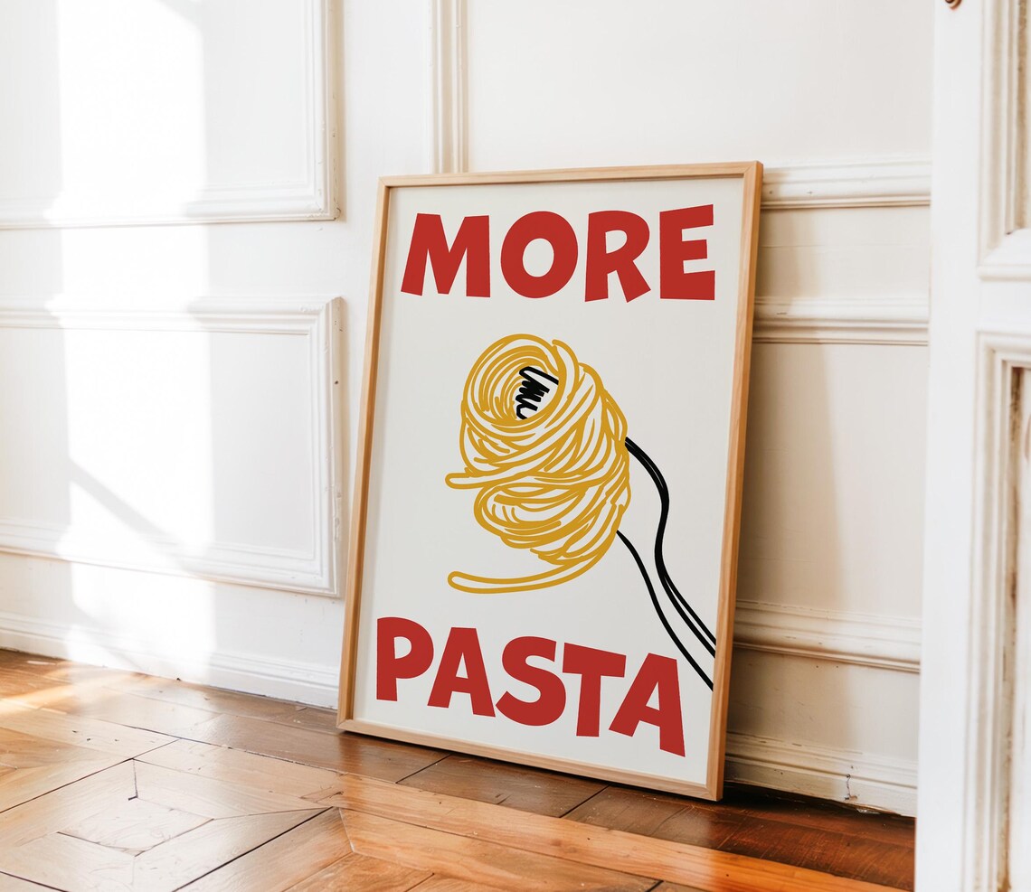 More Pasta Retro Italian Spaghetti Art Print