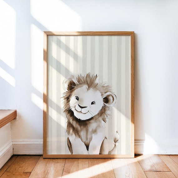 Nursery Lion Print, Boho Baby Room Wall Art