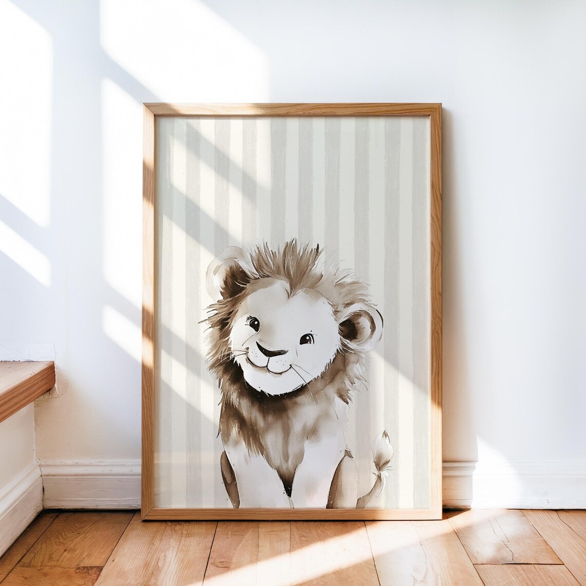 Nursery Lion Print, Boho Baby Room Wall Art