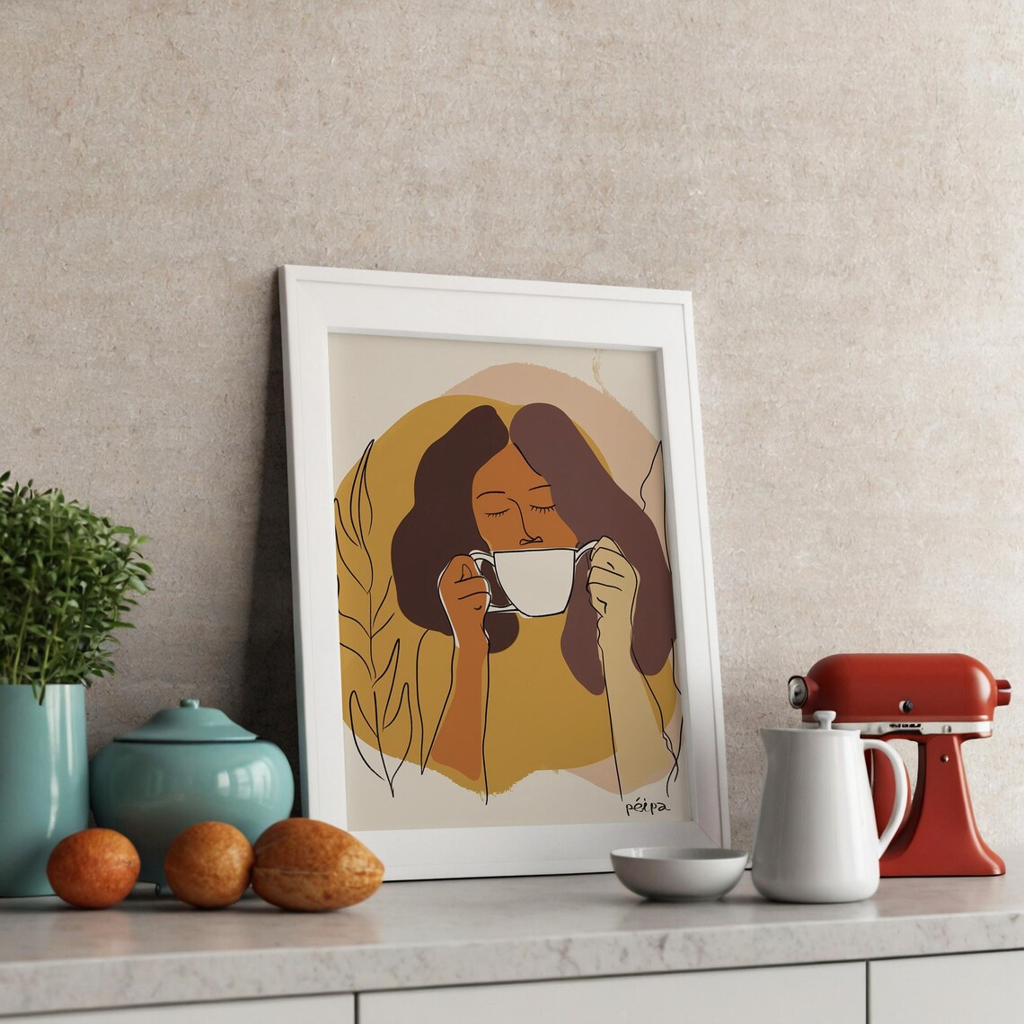 Woman Coffee Time - Cafe Wall Art Print - Image 2