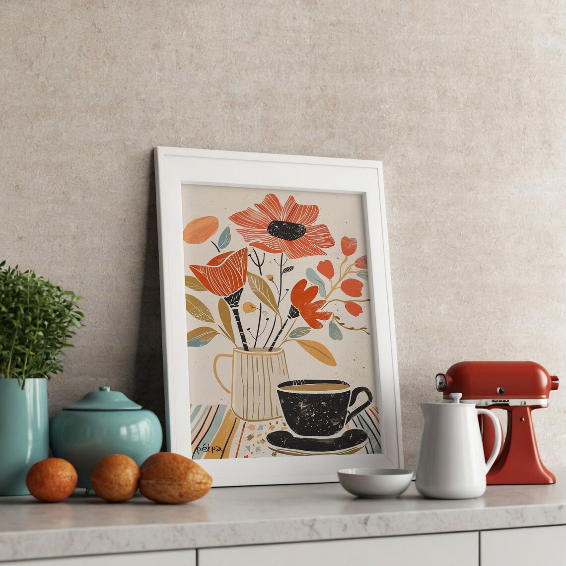 Coffee And Flowers Kitchen Poster - Image 3