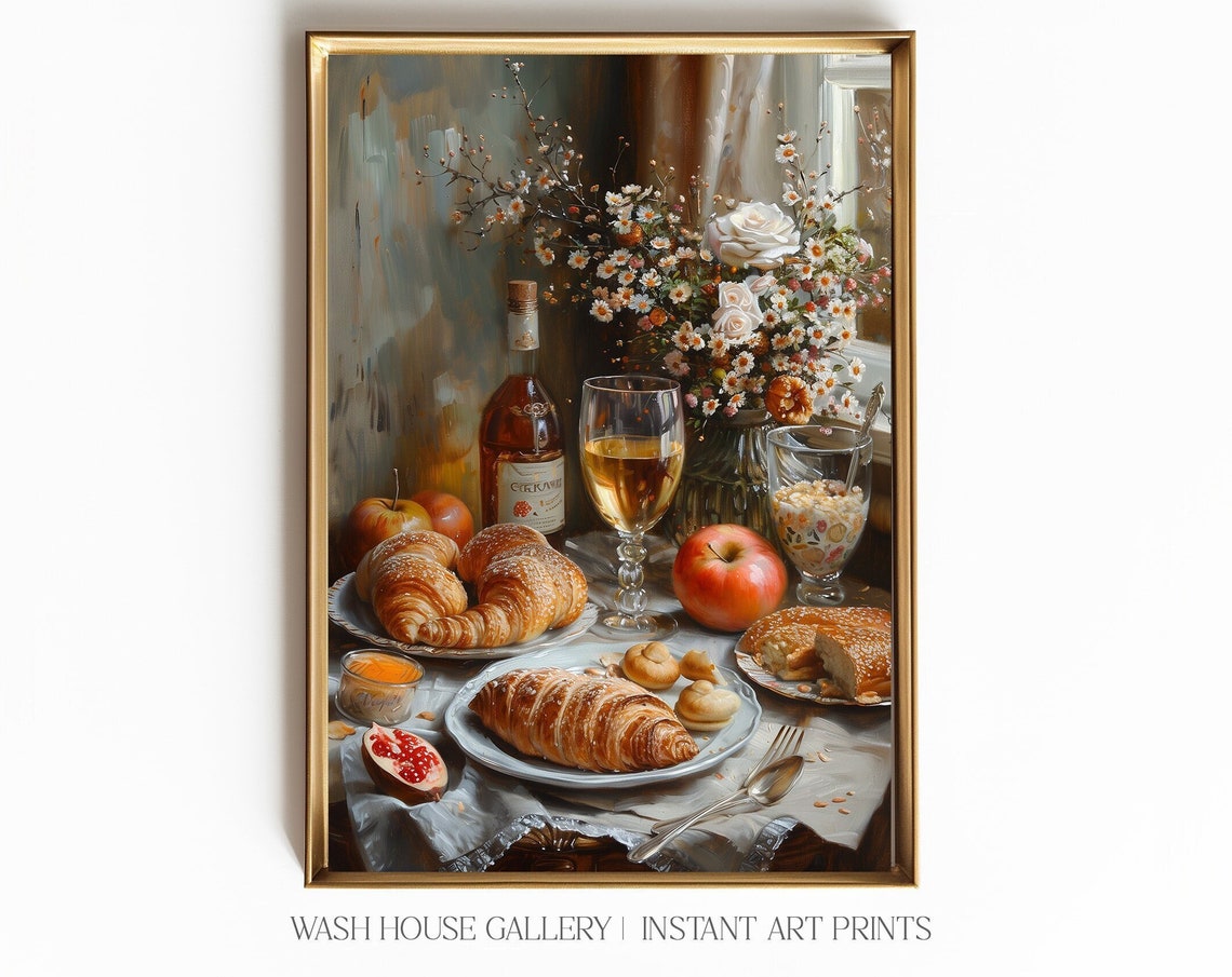 Cottagecore Kitchen Wall Art Print French Kitchen Decor Breakfast Food Print Romantic Wall Art French Country Wall Art French Food Painting - Image 3