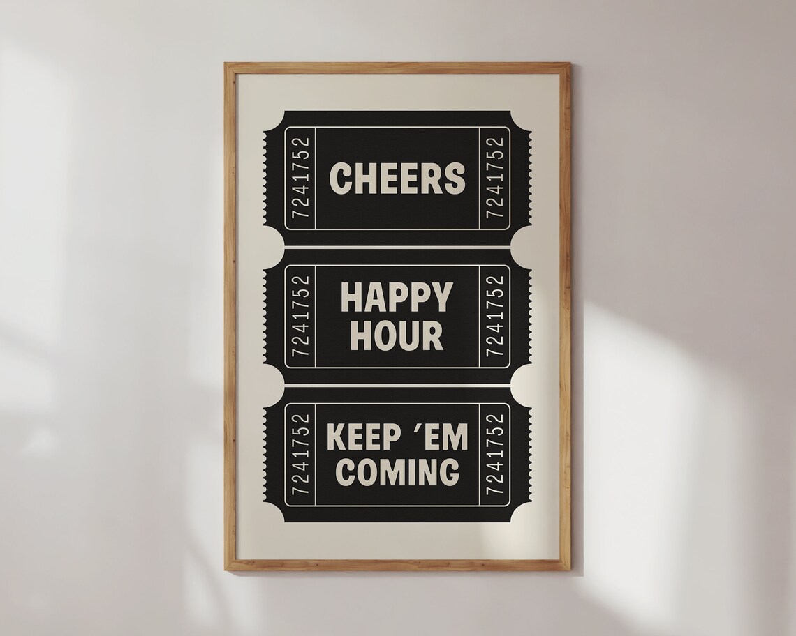 Cheers Ticket Print, Retro Bar Cart Poster - Image 3