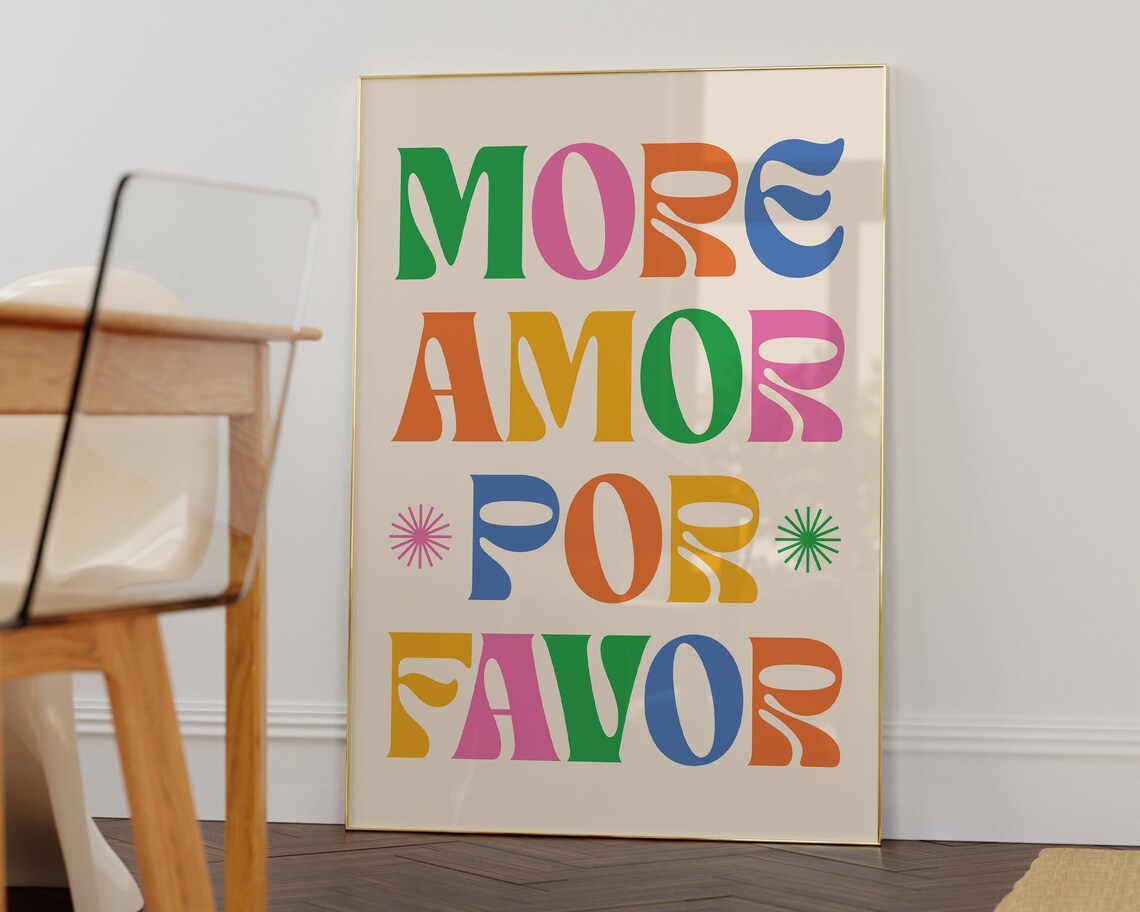 More Amor Por Favor Trendy Love Quote Poster - Image 3