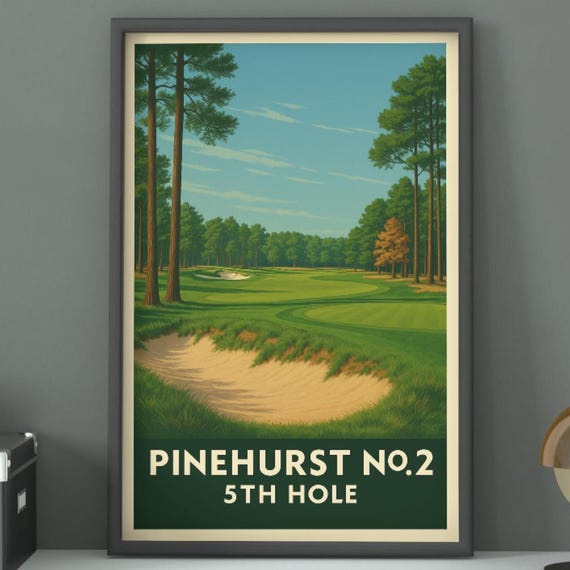 Pinehurst No2 5th Hole Golf Poster Vintage Course Art Print