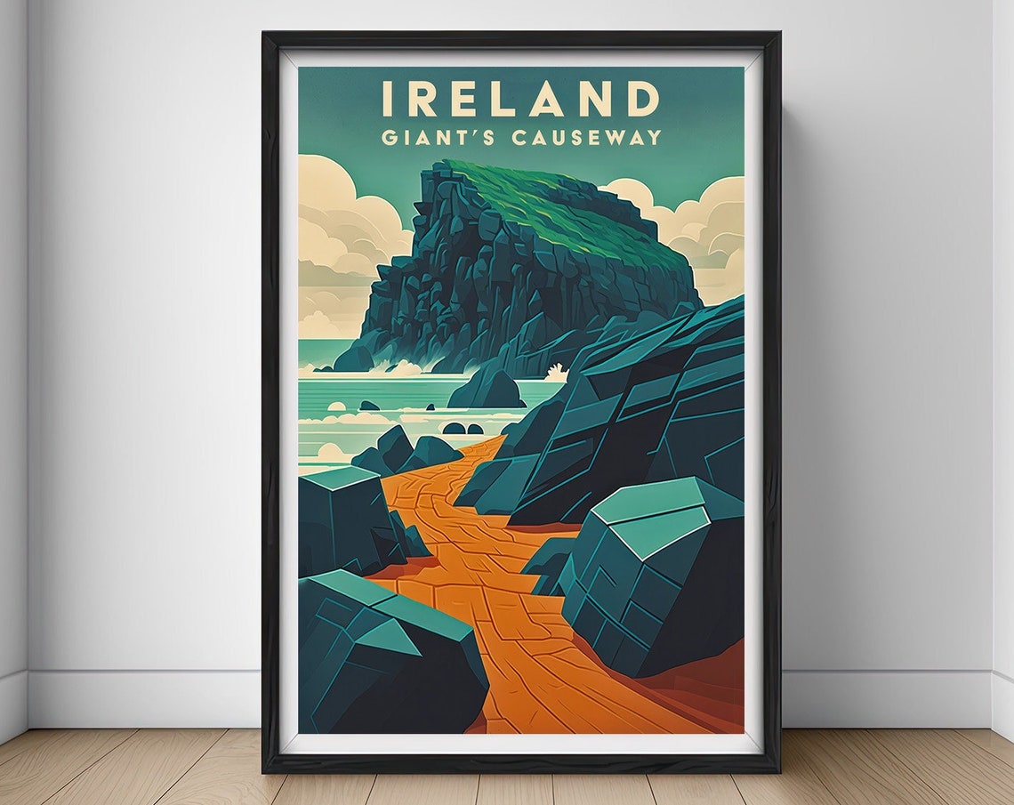 Giants Causeway Ireland Travel Poster Giants Causeway Wall Art Print Ireland Painting Ireland Illustration Ireland Watercolor