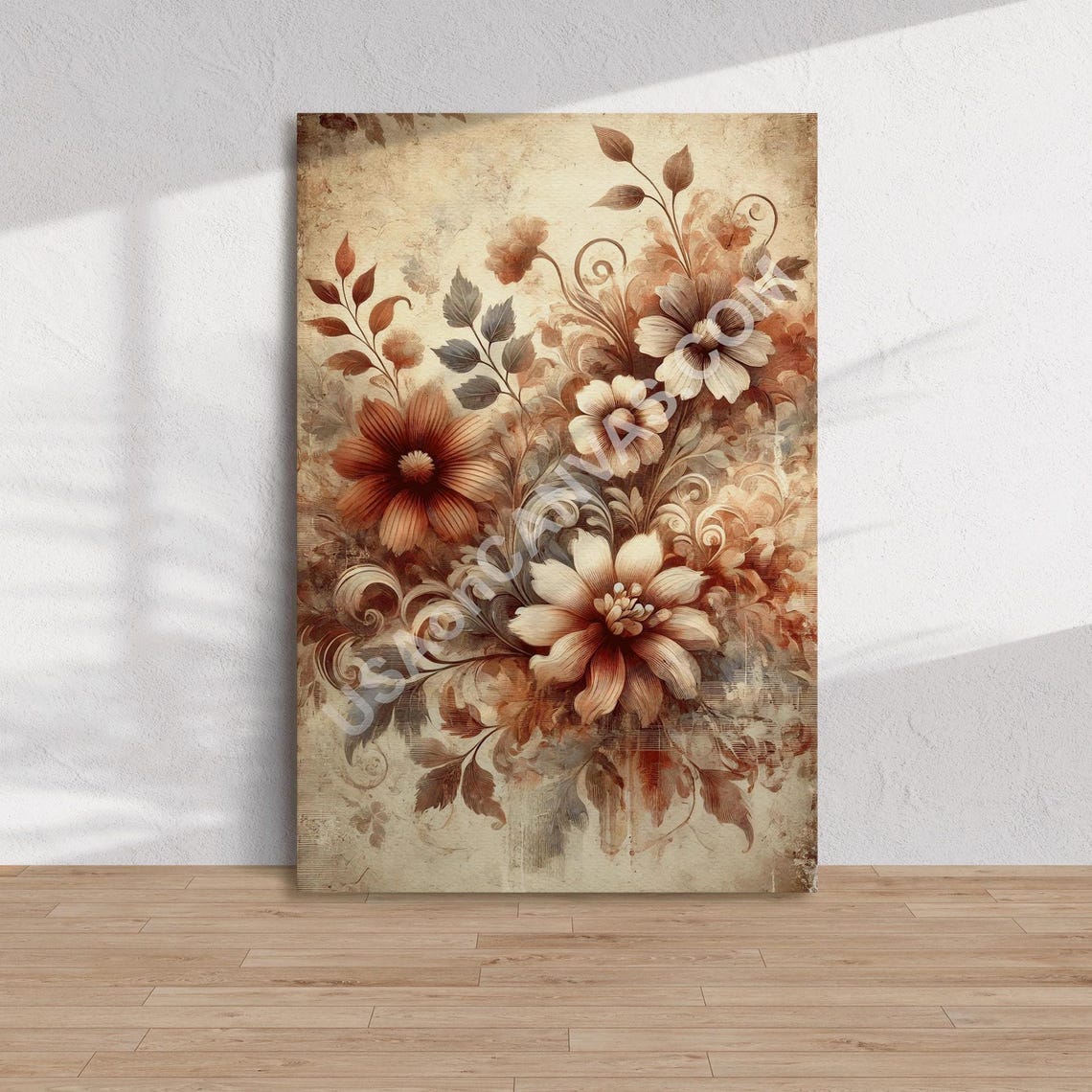Vintage Autumn Floral Bouquet in Warm Rustic Earthy Tones Poster