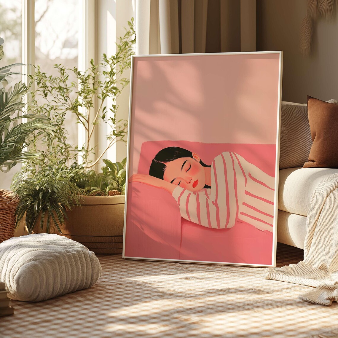 Pink Abstract People Art, Contemporary Minimalist Print - Image 2